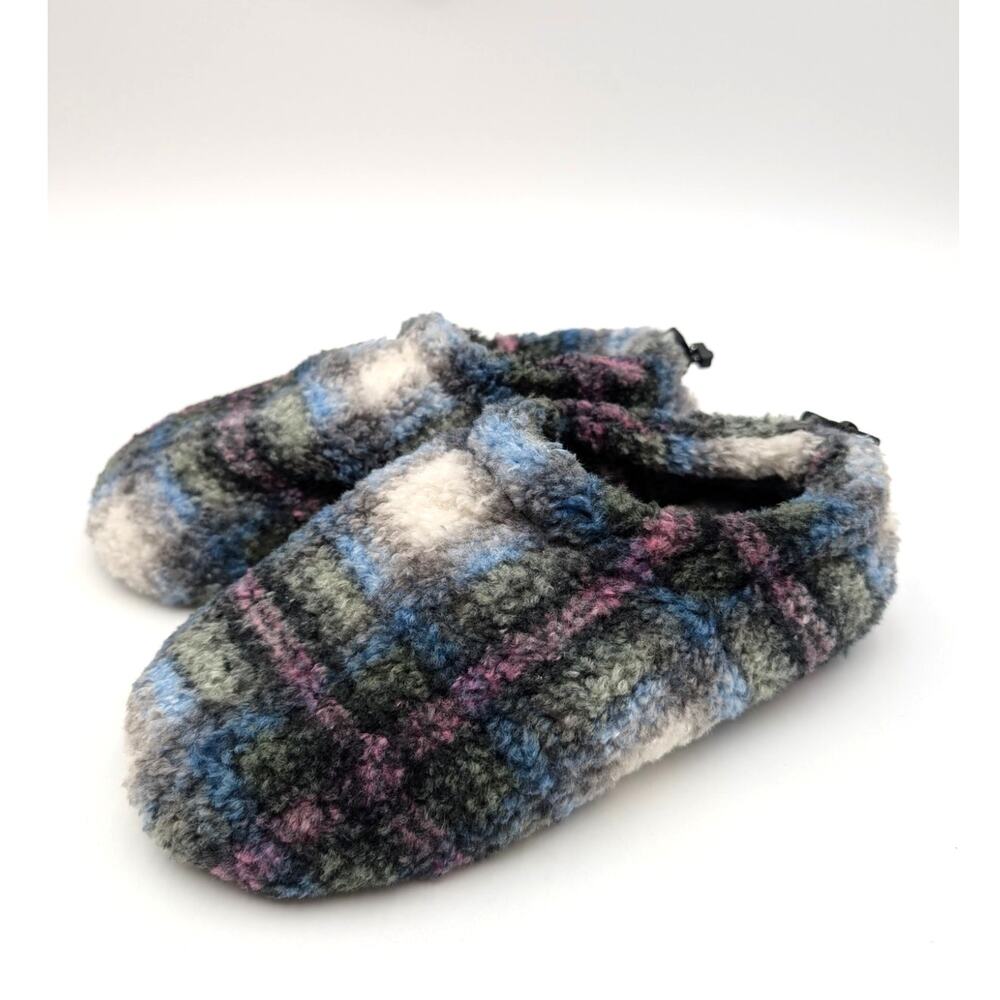 SKIMS Fleece Sleep Slippers Lightweight Women's Multi Plaid Size US4 EU35